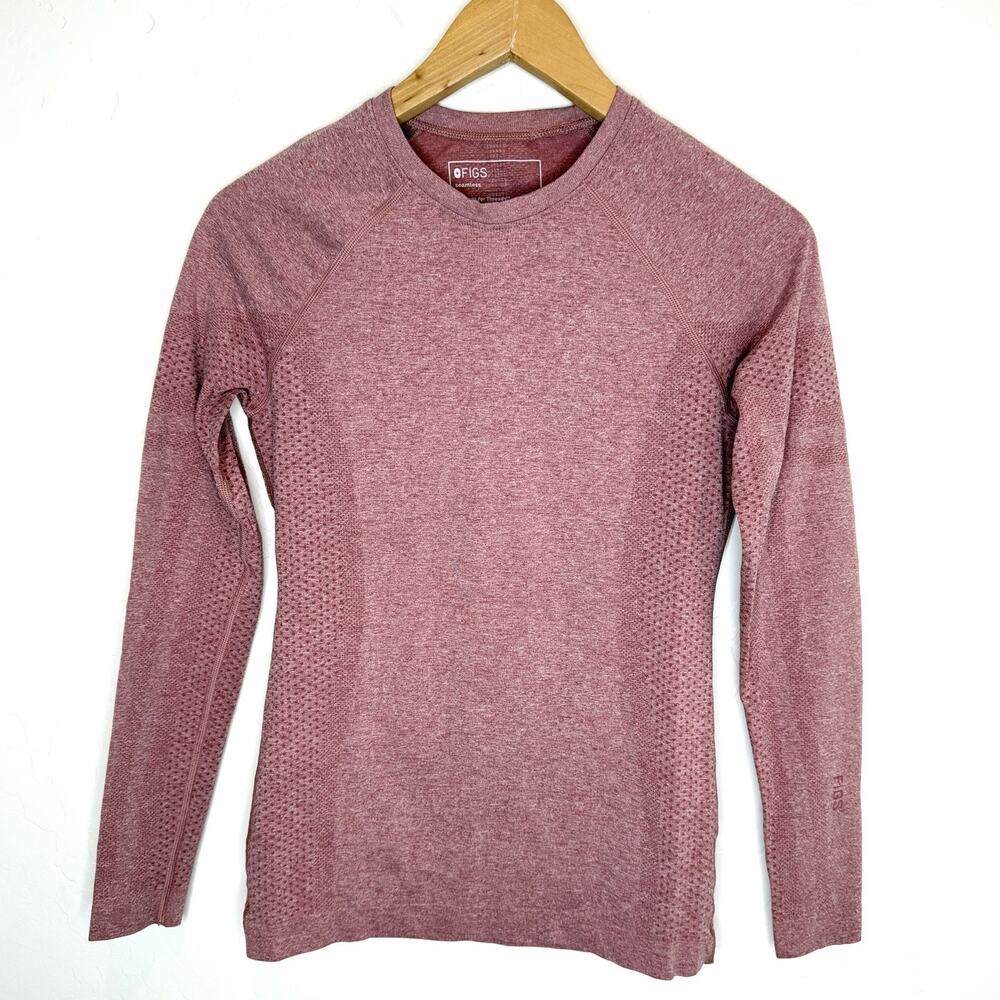 Figs Salta Seamless Underscrub Long Sleeve Top Womens XS Dusty Rose Pink